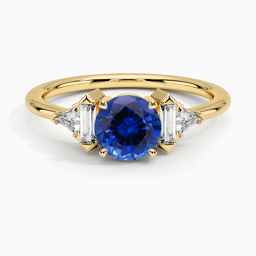 Sapphire Edie Art Deco Diamond Ring in 18K Yellow Gold