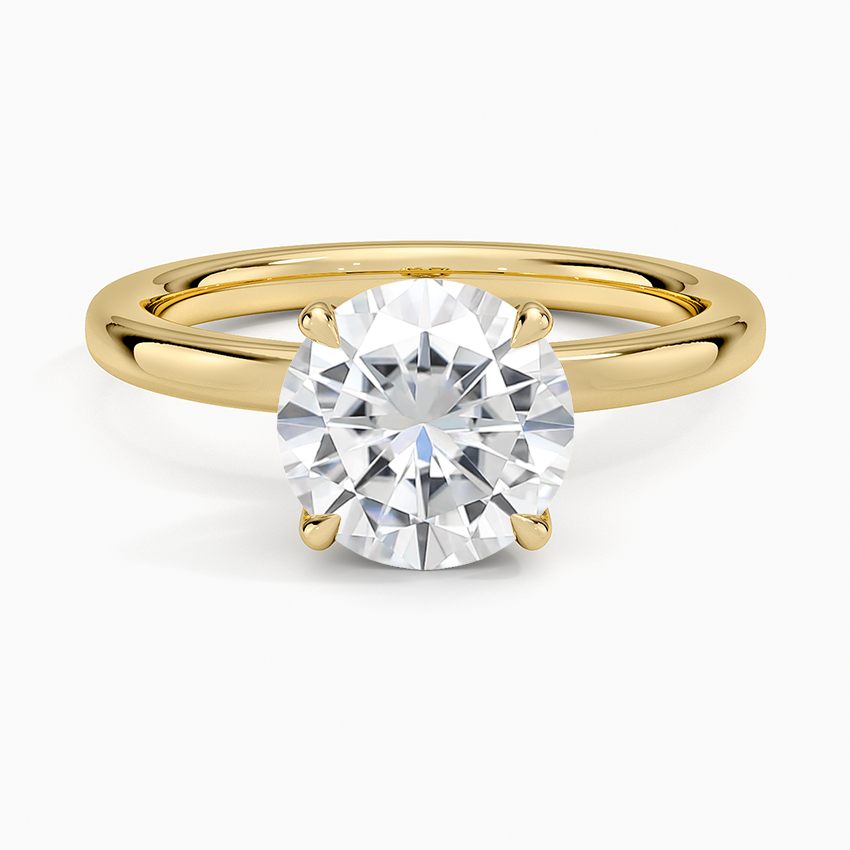 Moissanite 2mm Petite Elodie Perfect Fit Solitaire Ring in 18K Yellow Gold