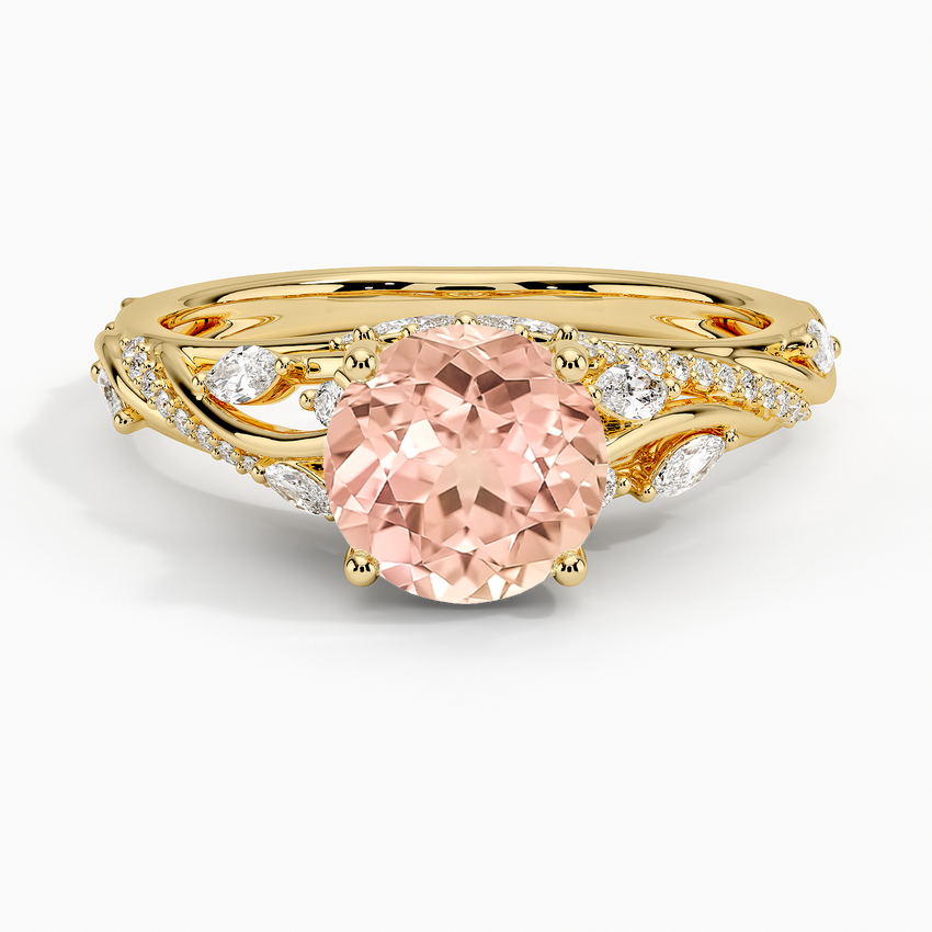 Lab Grown Sapphire Begonia Vine Diamond Ring (1/2 ct. tw.) in 14K Yellow Gold