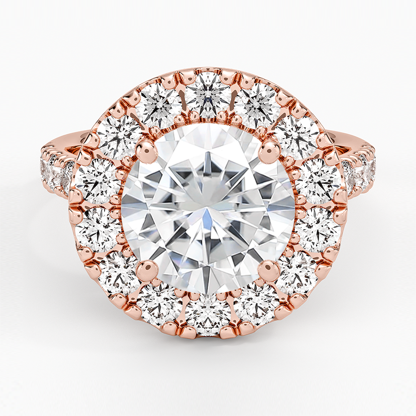Moissanite Adele Halo Diamond Ring in 14K Rose Gold