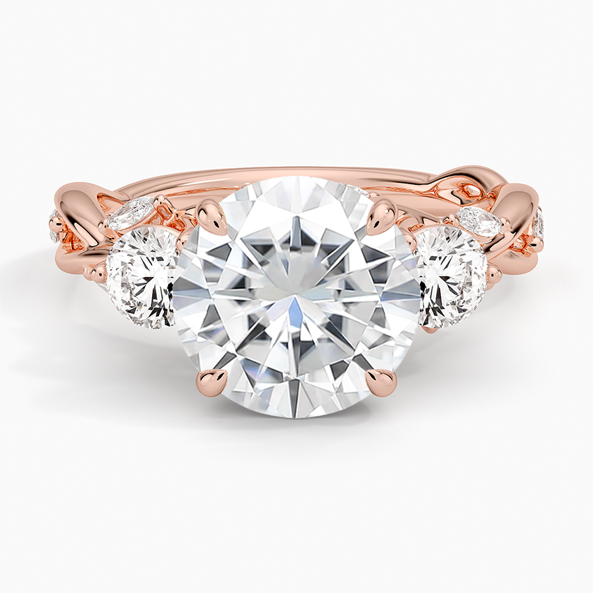 Moissanite Secret Garden Three Stone Diamond Ring (3/4 ct. tw.) in 14K Rose Gold