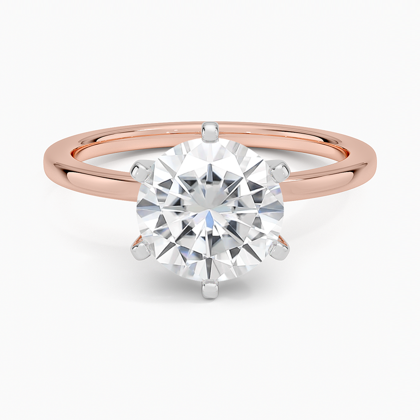 Moissanite 1.5mm Comfort Fit Six-Prong Solitaire Ring in 14K Rose Gold