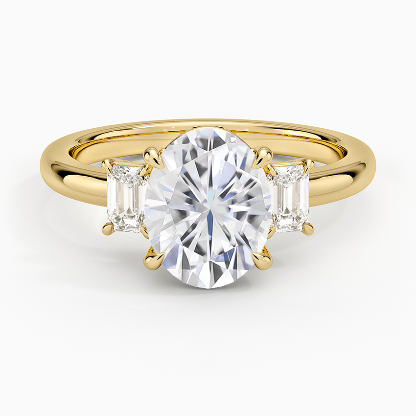 Moissanite Petite Rhiannon Three Stone Diamond Ring (1/4 ct. tw.) in 18K Yellow Gold