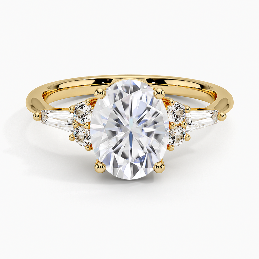 Moissanite Yvonne Diamond Ring in 18K Yellow Gold