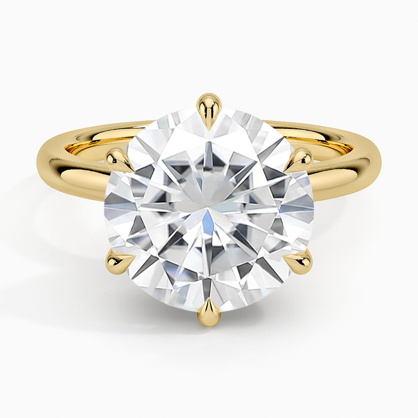 Moissanite Fairmined 2mm Six-Prong Solitaire Ring in 18K Yellow Gold