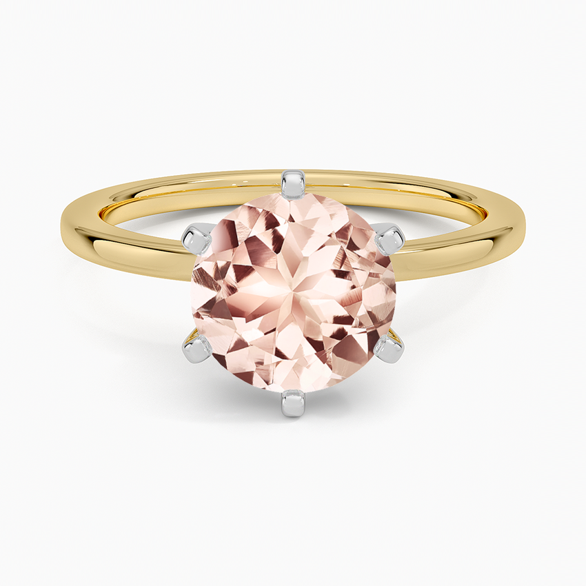 Morganite 1.5mm Comfort Fit Six-Prong Solitaire Ring in 18K Yellow Gold
