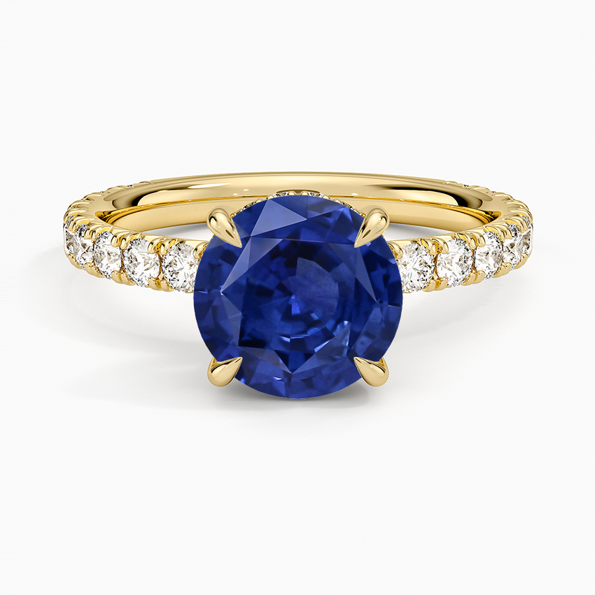 Sapphire Perfect Fit French Pavé Diamond Ring in 14K Yellow Gold