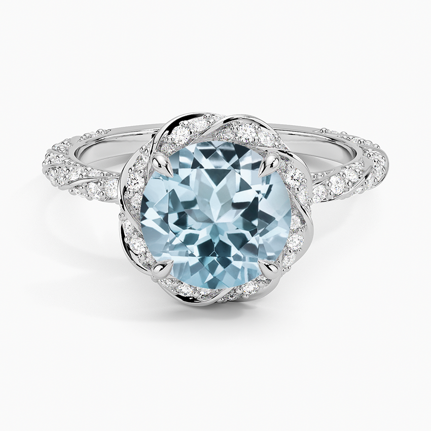 Aquamarine Nova Diamond Ring (1/2 ct. tw.) in 18K White Gold