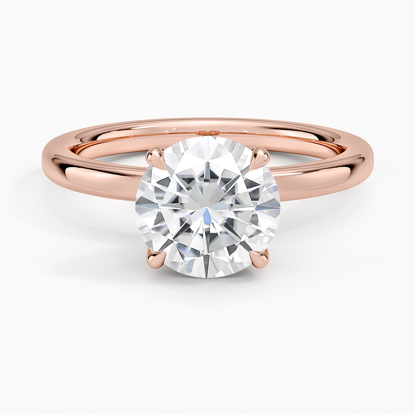 Moissanite 2mm Petite Elodie Perfect Fit Solitaire Ring in 14K Rose Gold
