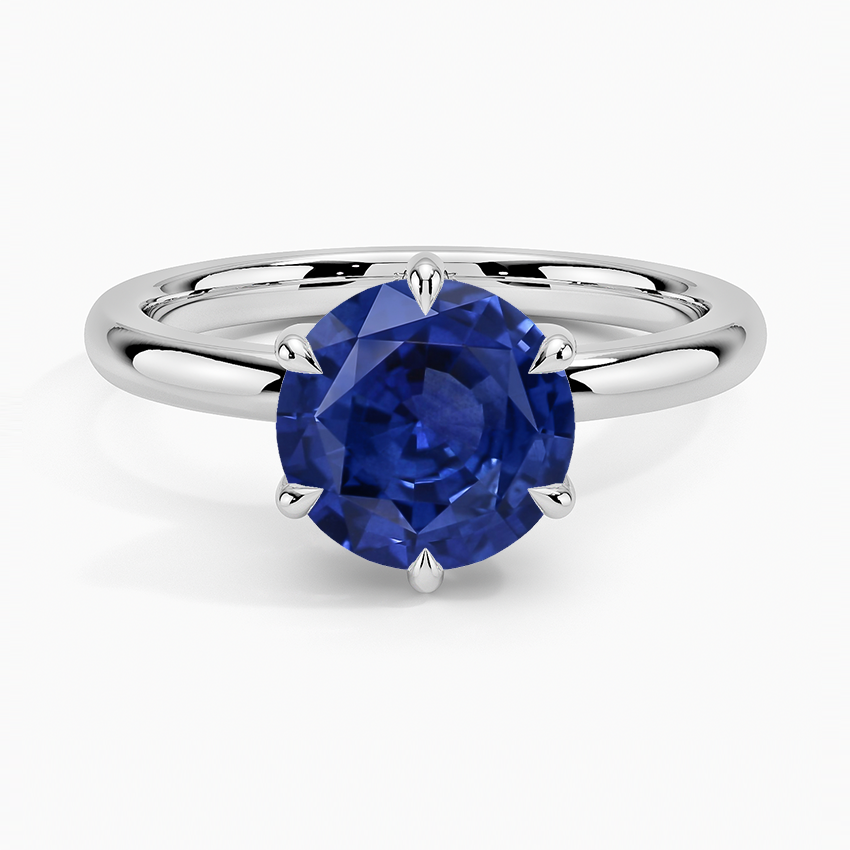 Sapphire Fairmined 2mm Six-Prong Solitaire Ring in 18K White Gold
