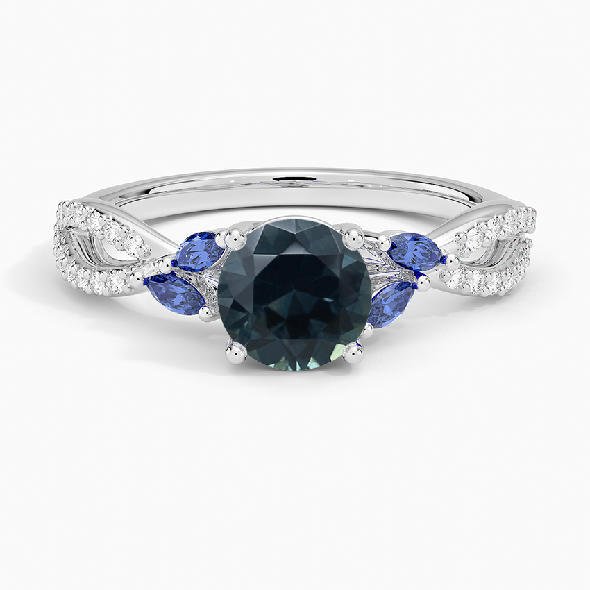 Sapphire Luxe Willow Sapphire and Diamond Ring (1/8 ct. tw.) in 14K White Gold