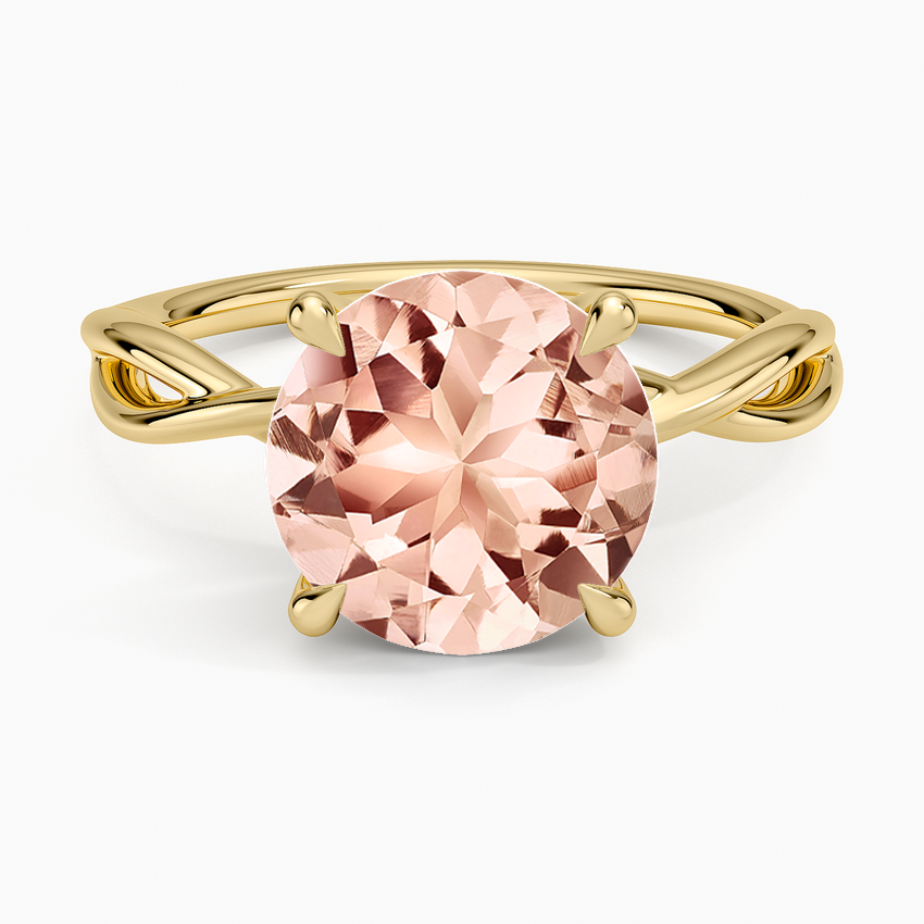 Morganite Alya Twist Solitaire Ring in 14K Yellow Gold