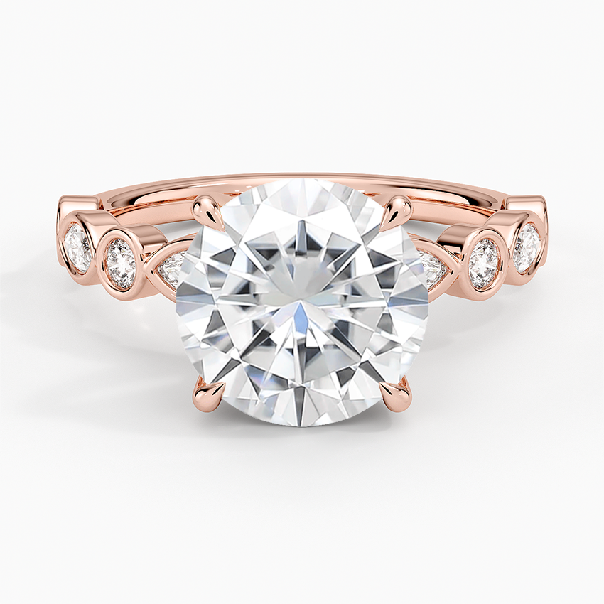 Moissanite Versailles Bezel Diamond Ring in 14K Rose Gold
