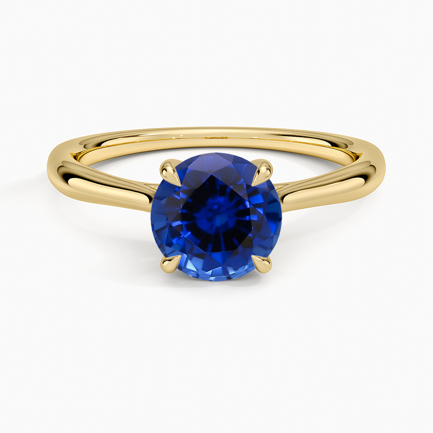 Sapphire Freesia Cathedral Solitaire Ring in 18K Yellow Gold