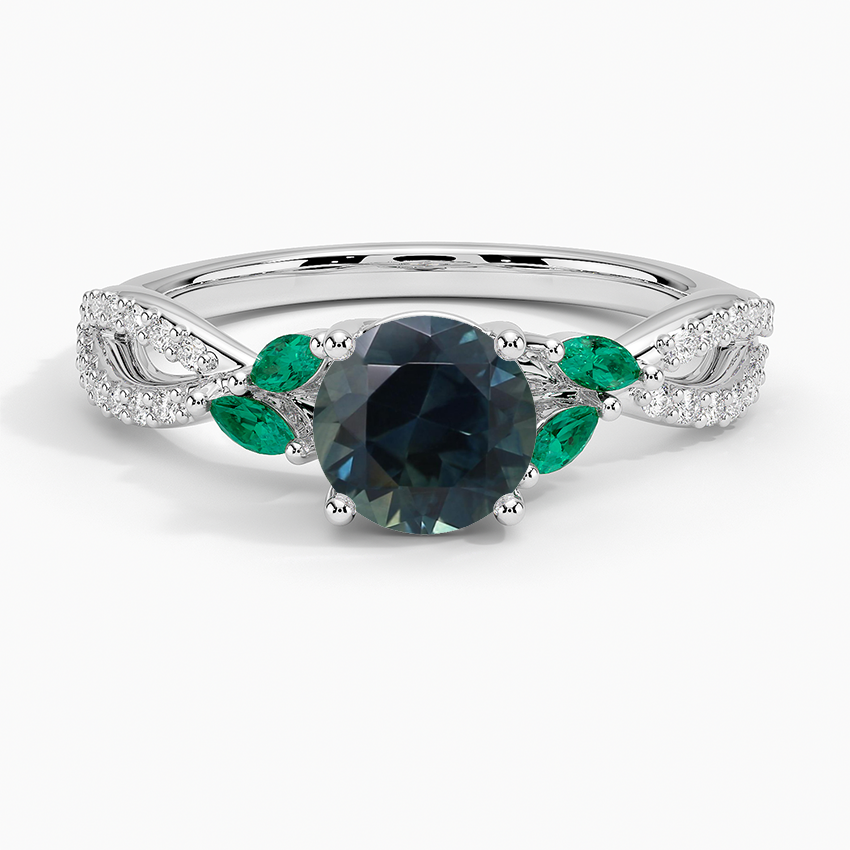Sapphire Luxe Willow Lab Emerald and Diamond Ring (1/8 ct. tw.) in 18K White Gold