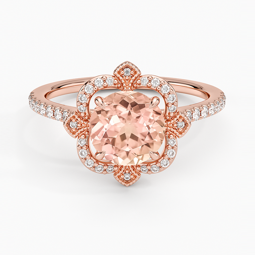 Lab Grown Sapphire Reina Halo Diamond Ring in 14K Rose Gold
