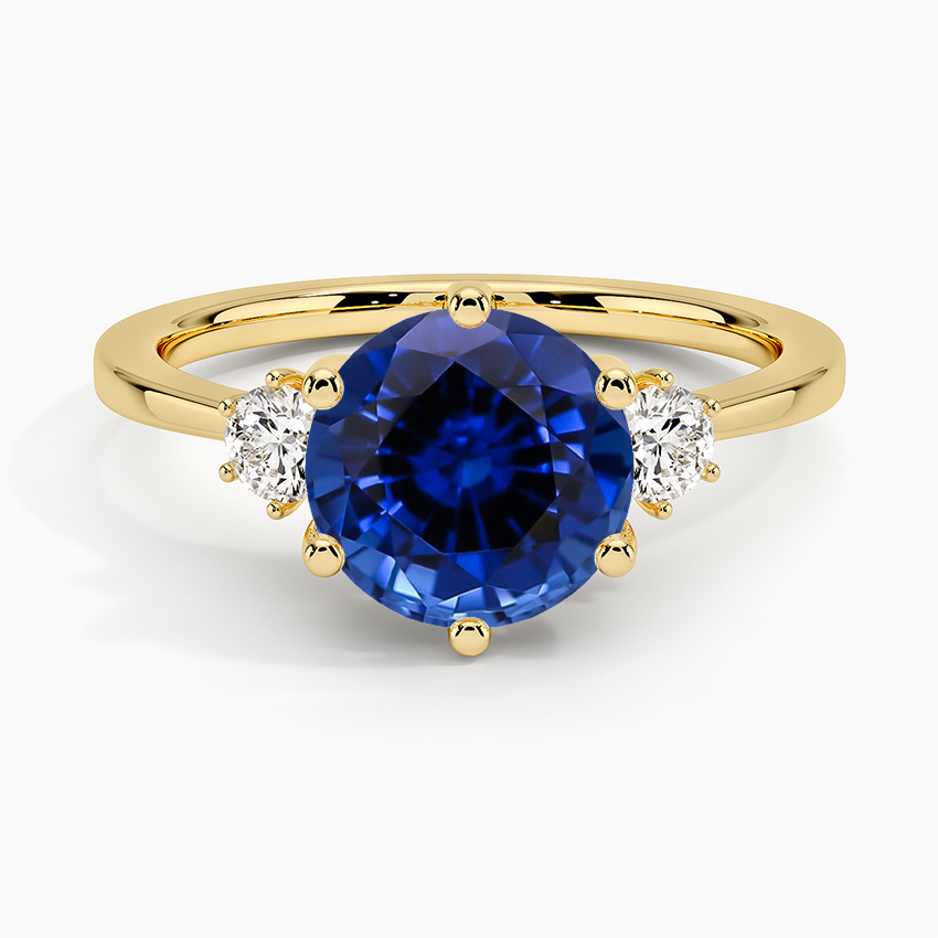 Lab Grown Sapphire Tallula Three Stone Diamond Ring in 18K Yellow Gold