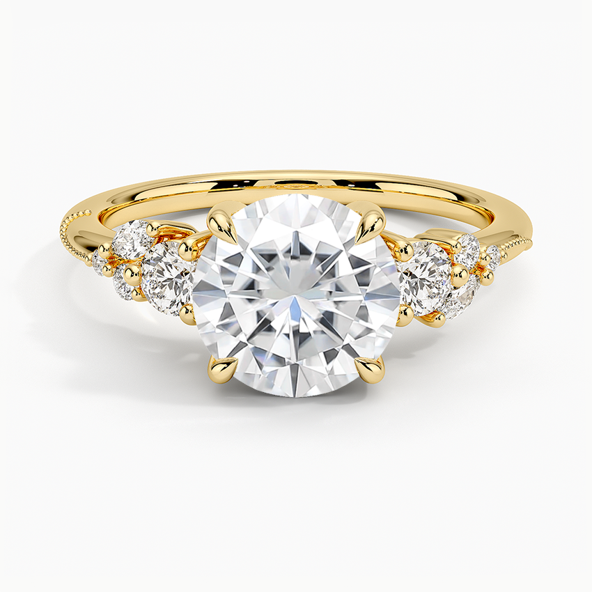 Moissanite Camellia Three Stone Diamond Ring (1/3 ct. tw.) in 18K Yellow Gold