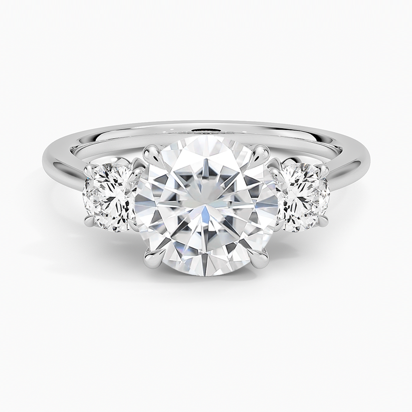 Moissanite Petal Three Stone Diamond Ring (2/3 ct. tw.) in 18K White Gold