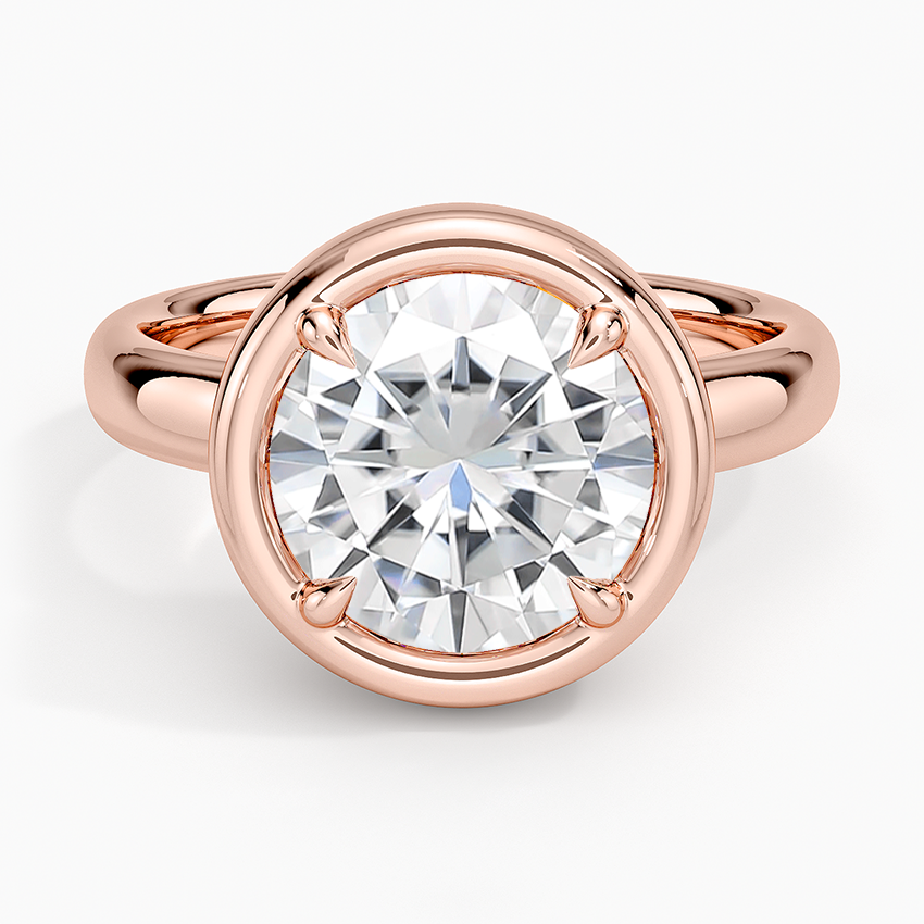 Moissanite Andrea Bezel Prong Ring in 14K Rose Gold