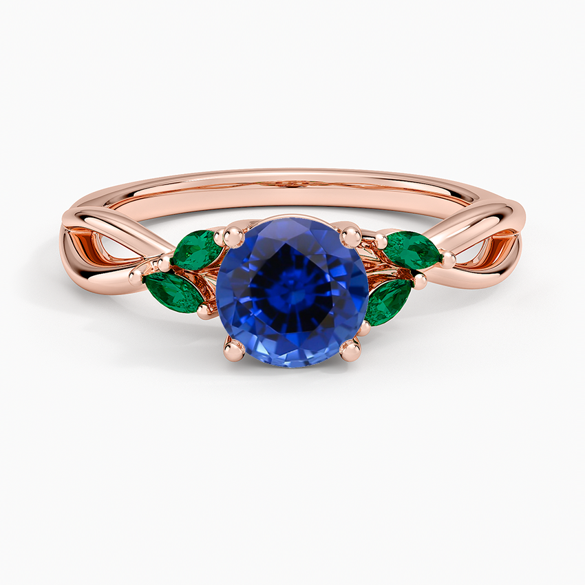 Sapphire Willow Ring With Lab Emerald Accents