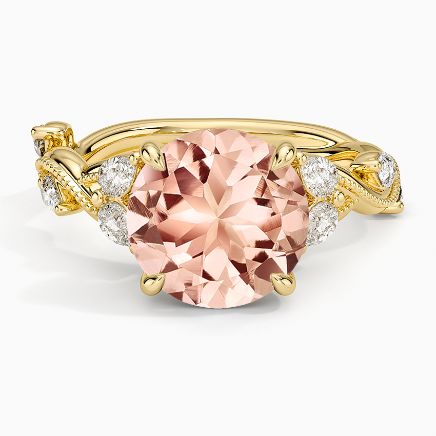 Morganite Vintage Secret Garden Diamond Ring (3/8 ct. tw.) in 14K Yellow Gold