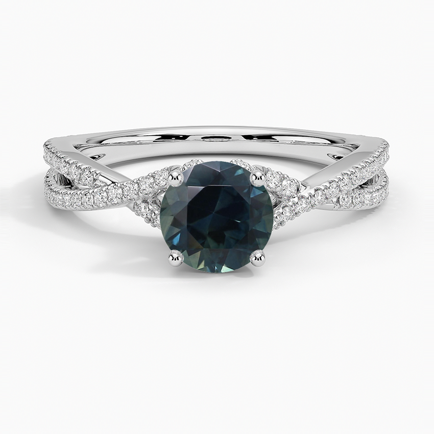 Sapphire Jacinta Twisting Split Shank Diamond Ring in 18K White Gold