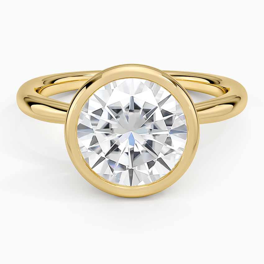 Moissanite Freesia Bezel Solitaire Ring in 14K Yellow Gold