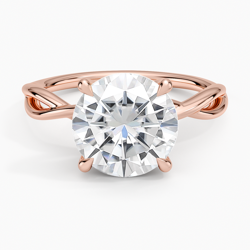 Moissanite Alya Twist Solitaire Ring in 14K Rose Gold