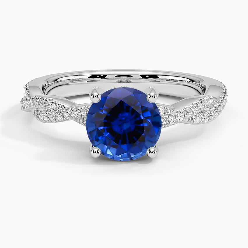 Sapphire Adorned Luxe Petite Twisted Vine Diamond Ring in 18K White Gold