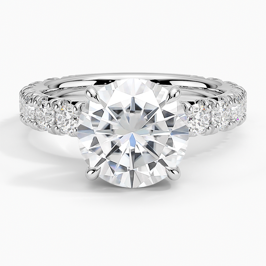 Moissanite Ellora Three-Quarter Coverage Diamond Ring in 14K White Gold
