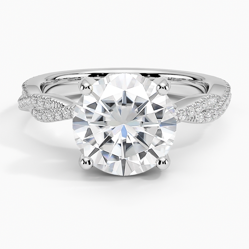 Moissanite Adorned Luxe Petite Twisted Vine Diamond Ring in 14K White Gold
