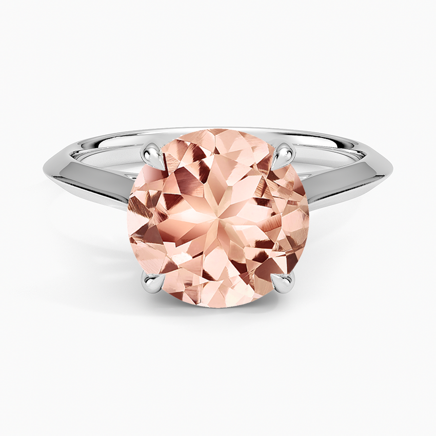 Morganite Piper Knife Edge Solitaire Ring in 14K White Gold