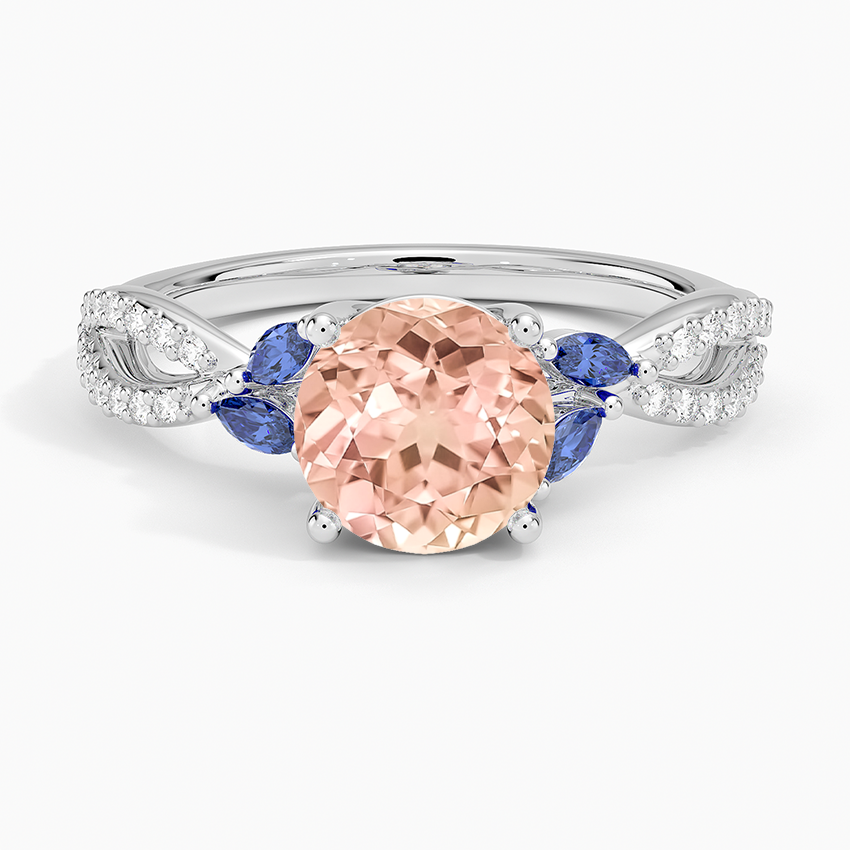 Lab Grown Sapphire Luxe Willow Sapphire and Diamond Ring (1/8 ct. tw.) in 14K White Gold