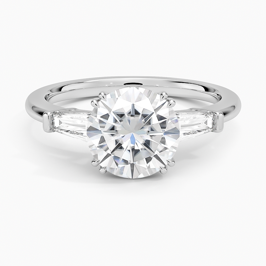 Moissanite Symphony Double Prong Three Stone Diamond Ring (1/2 ct. tw.) in 18K White Gold