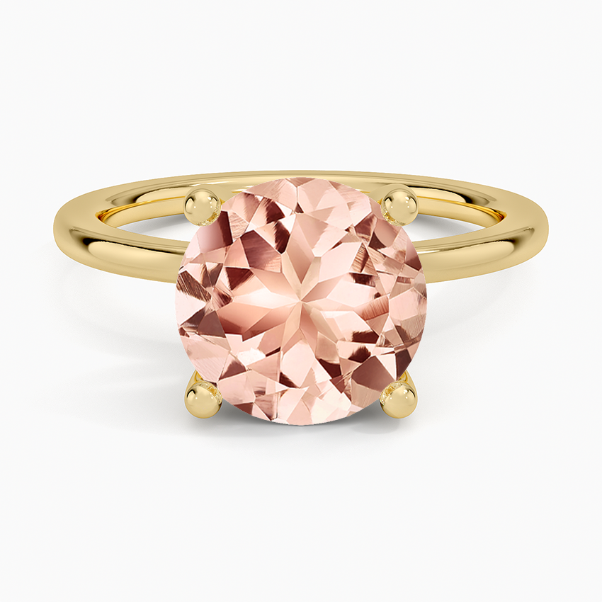 Morganite Sydney Perfect Fit Hidden Halo Diamond Ring in 14K Yellow Gold