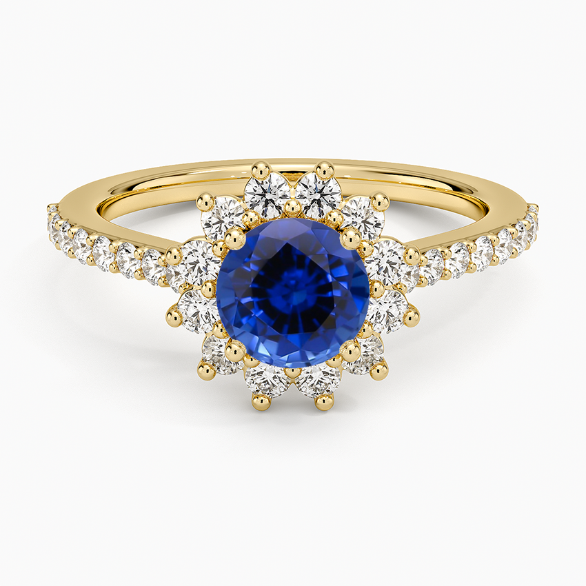 Sapphire Luxe Sunburst Halo Diamond Ring (1/2 ct. tw.) in 18K Yellow Gold