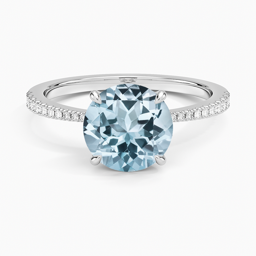 Aquamarine Elena Diamond Ring in 14K White Gold