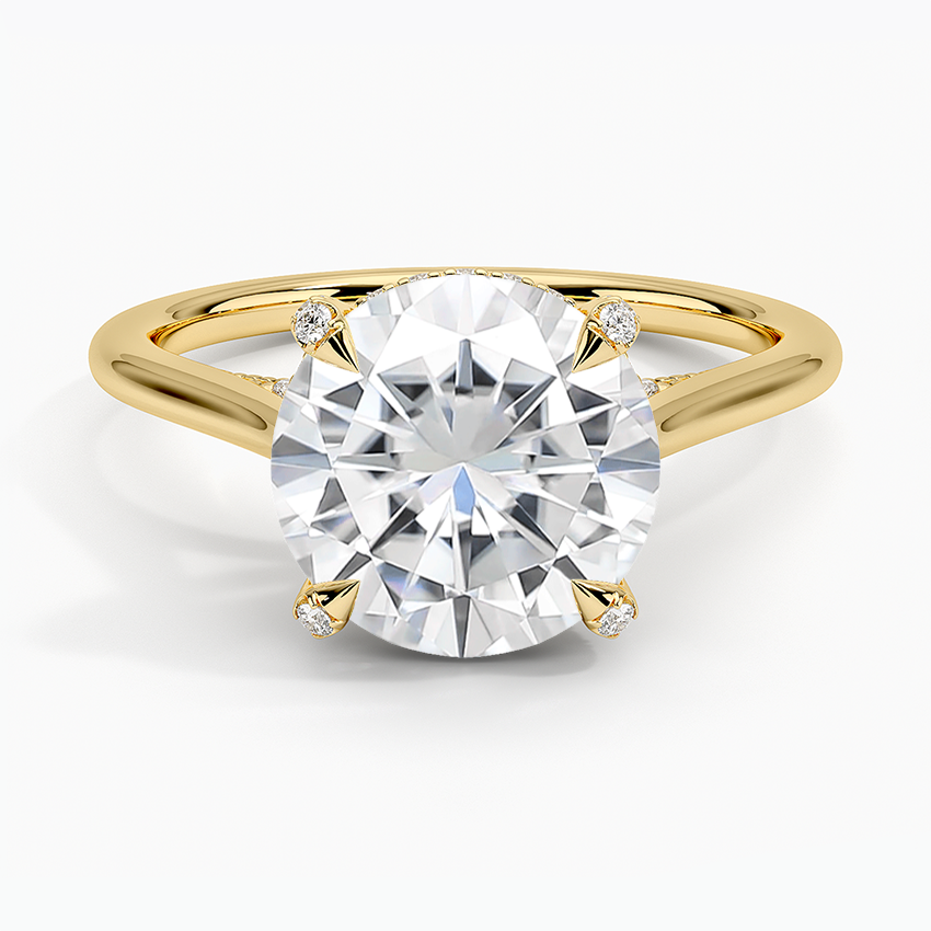 Moissanite Adorned Dawn Diamond Ring in 14K Yellow Gold