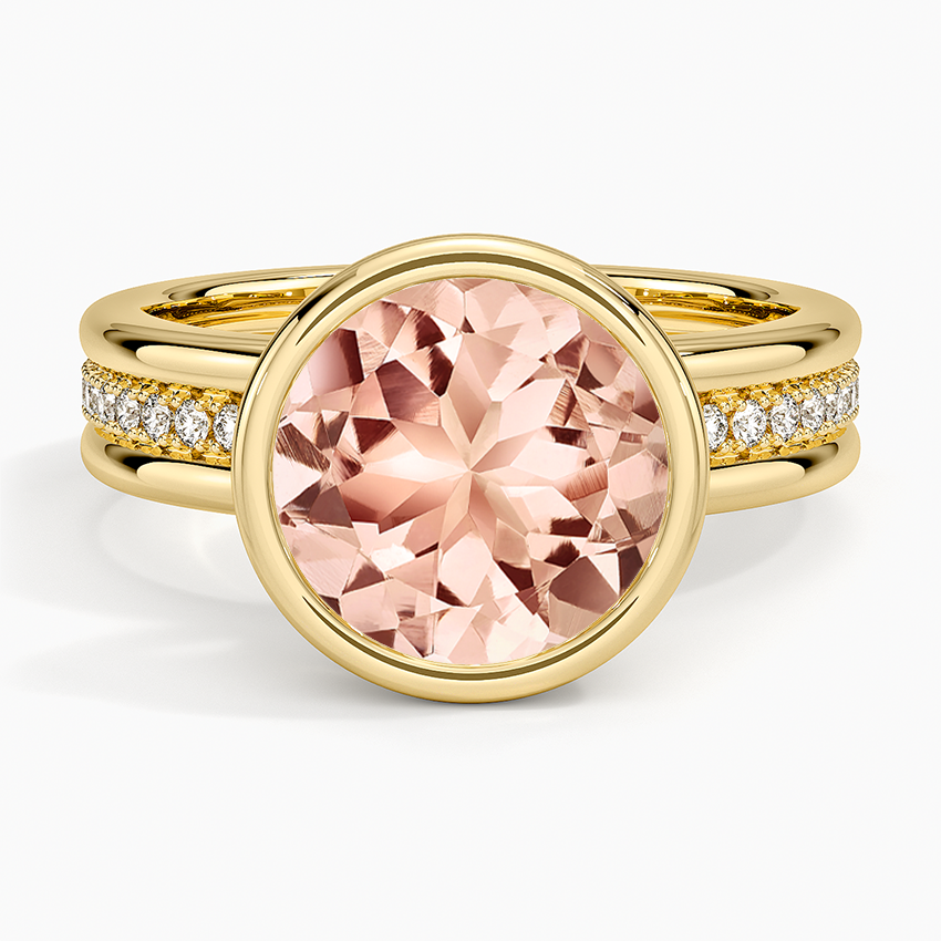 Morganite Sofia Triple Band Diamond Ring (1/4 ct. tw.) in 14K Yellow Gold