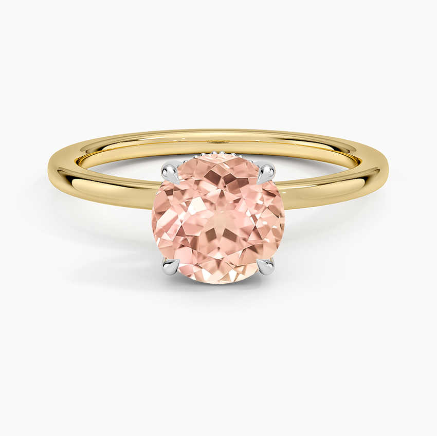 Lab Grown Sapphire Platinum Adorned Mixed Metal Diamond Ring in 18K Yellow Gold