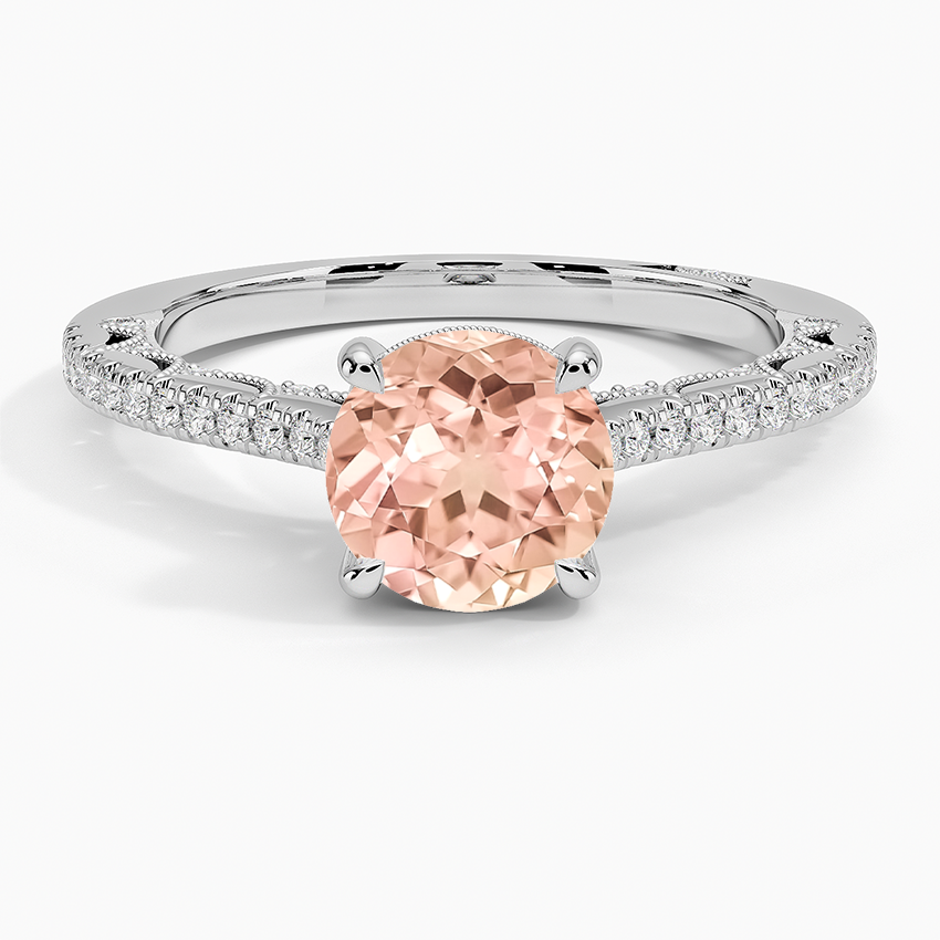 Lab Grown Sapphire Tacori Lunetta Crescent Cathedral Diamond Ring in 18K White Gold