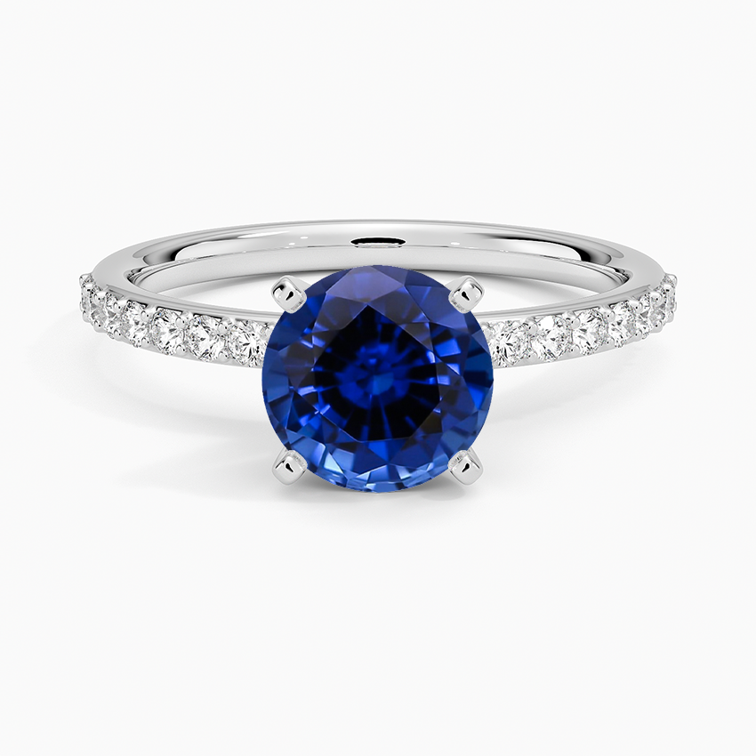 Lab Grown Sapphire Petite Shared Prong Diamond Ring (1/4 ct. tw.) in 18K White Gold