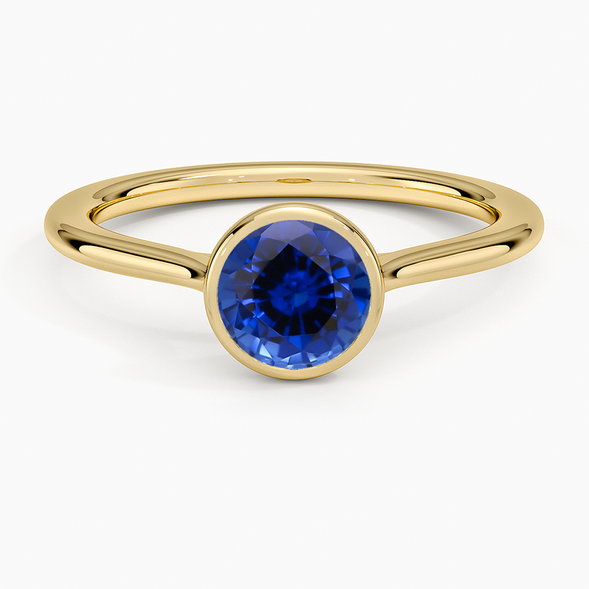 Sapphire Petite Luna 1.5mm Bezel Ring in 18K Yellow Gold