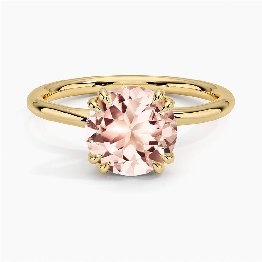 Morganite Dulce Double Claw Prong Solitaire Ring in 18K Yellow Gold
