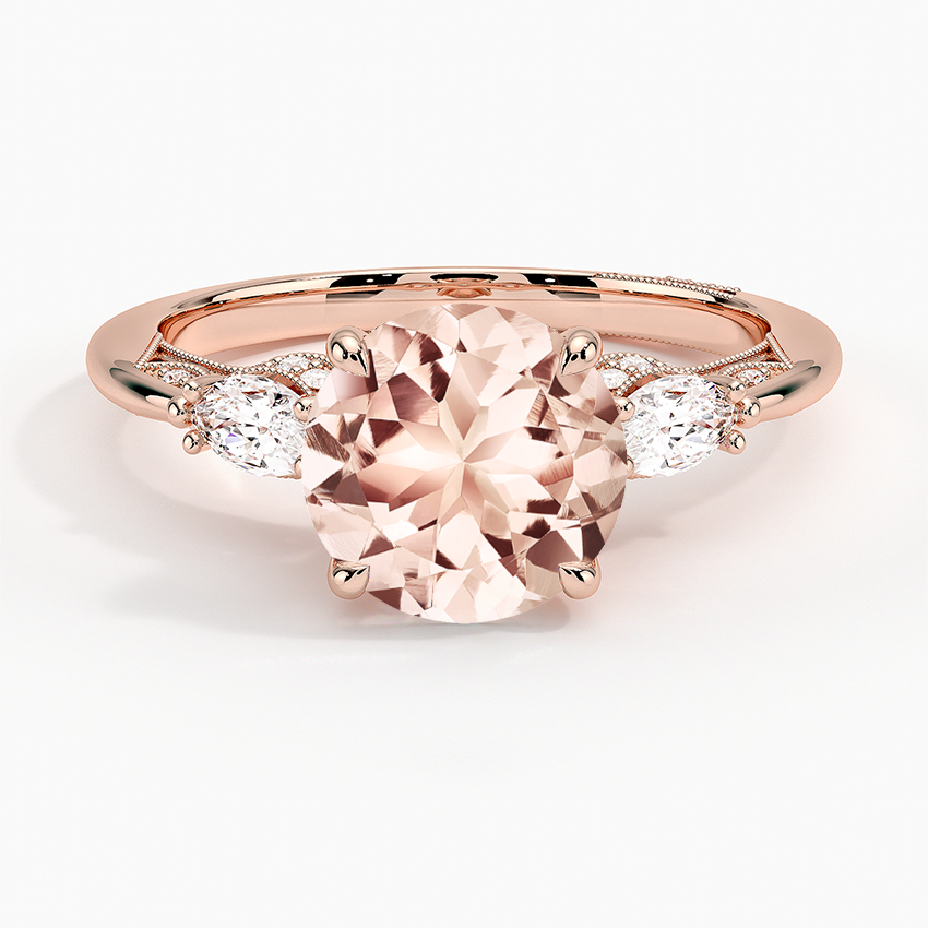 Morganite Simply Tacori Three Stone Marquise Diamond Ring in 18K Rose Gold