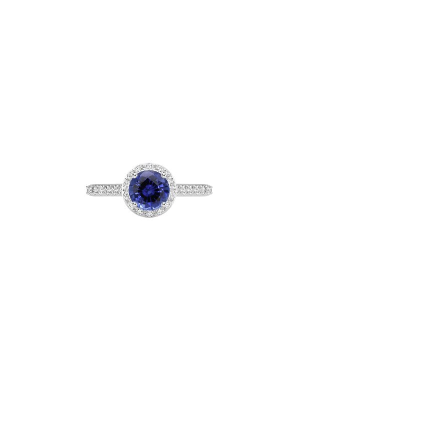 14K White Gold Diamond and Sapphire Band Halo – ASweetPear