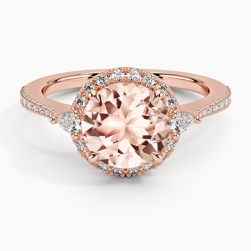 Morganite Luxe Aria Halo Diamond Ring (1/4 ct. tw.) in 14K Rose Gold