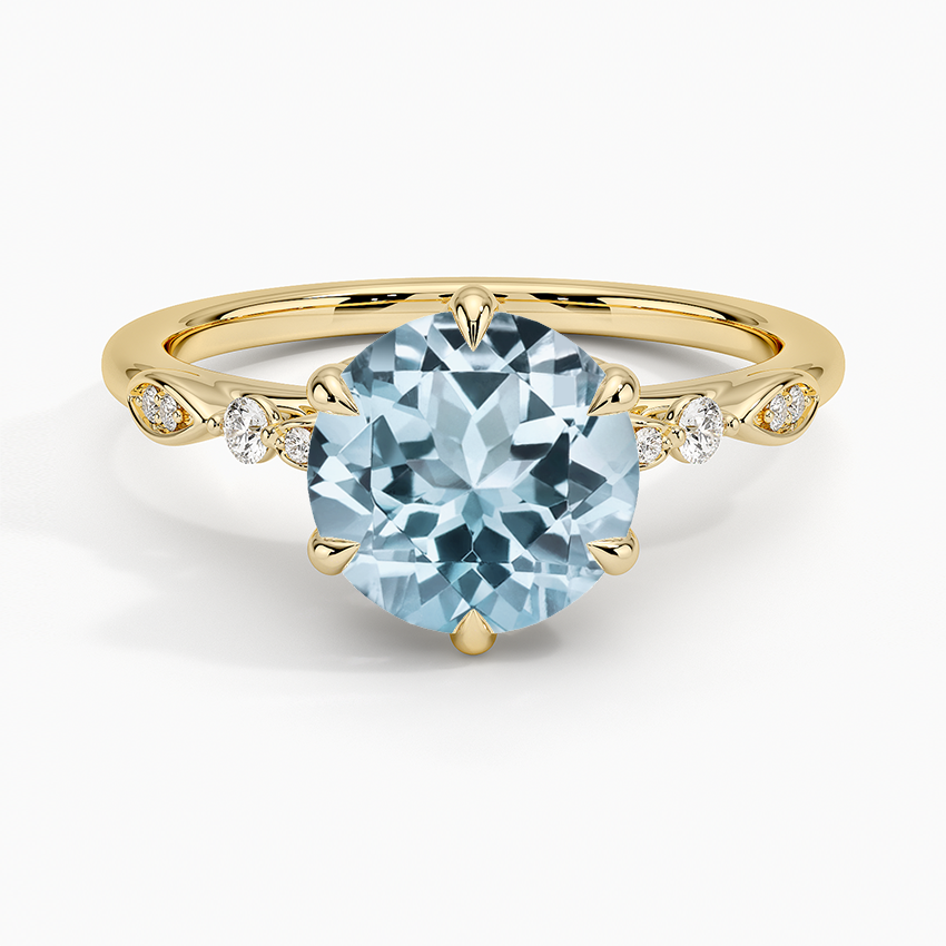 Aquamarine Rochelle Diamond Ring in 18K Yellow Gold