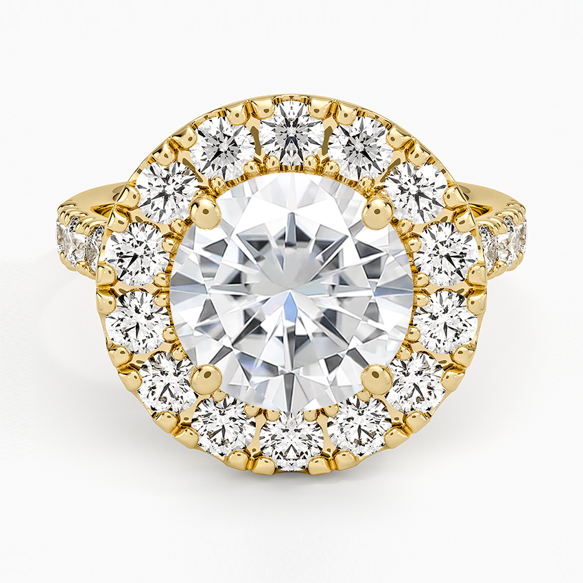 Moissanite Adele Halo Diamond Ring in 14K Yellow Gold